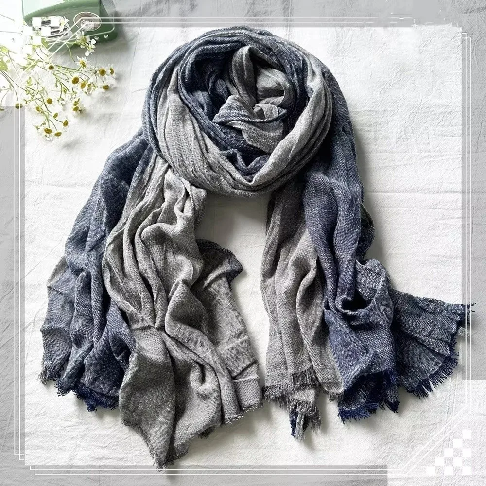 

Trendy Japanese Retro Cotton Scarf Autumn Winter Unisex Tassel Shawl Warm 90x200cm Men Scarves Gift