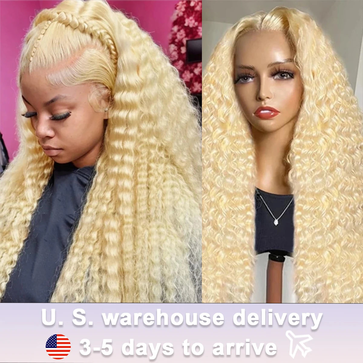 

30 Inch Curly 613 Blonde 13x4 Lace Front Human Hair Deep Wave 13x6 Lace Frontal Wig Brazilian Hair 180 Density For Women