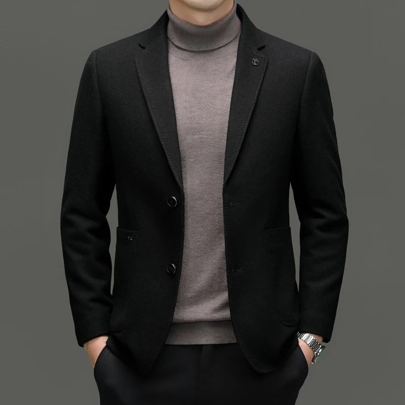 

2023 New Fashion Business Gentleman Handsome British Style Casual Wool Double-sided Slim-fit Korean Wedding Male Jacket Blazer