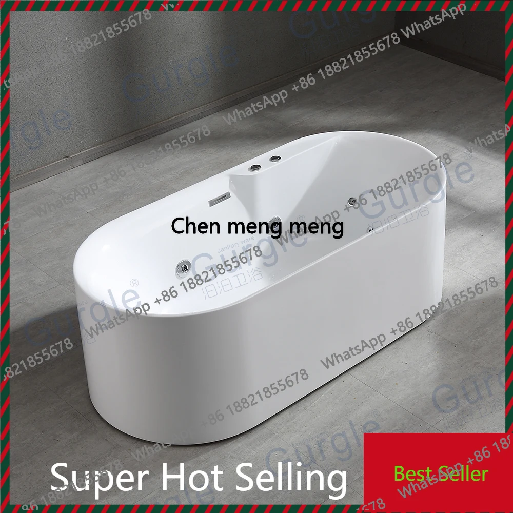 

F182 Gurgle White 1.7M Bathroom Bath Tub Oval Stand Alone Freestanding Acrylic Massage Bathtub With Whirlpool Jets