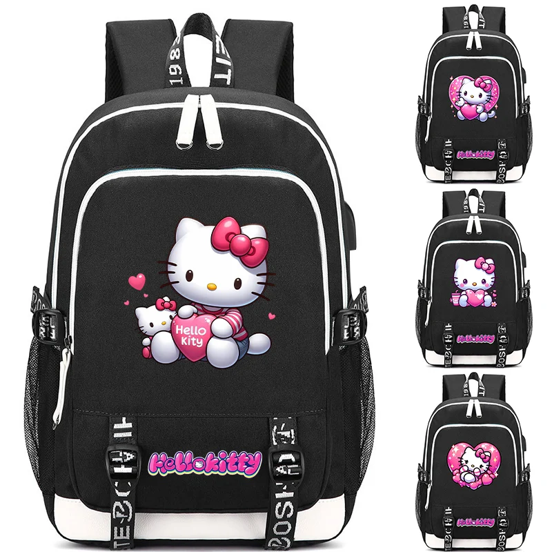 

Рюкзак с аниме Hello Kitty для подростков, школьный ранец для мальчиков и девочек, студенческий рюкзак для школы, Повседневная Женская дорожная сумка