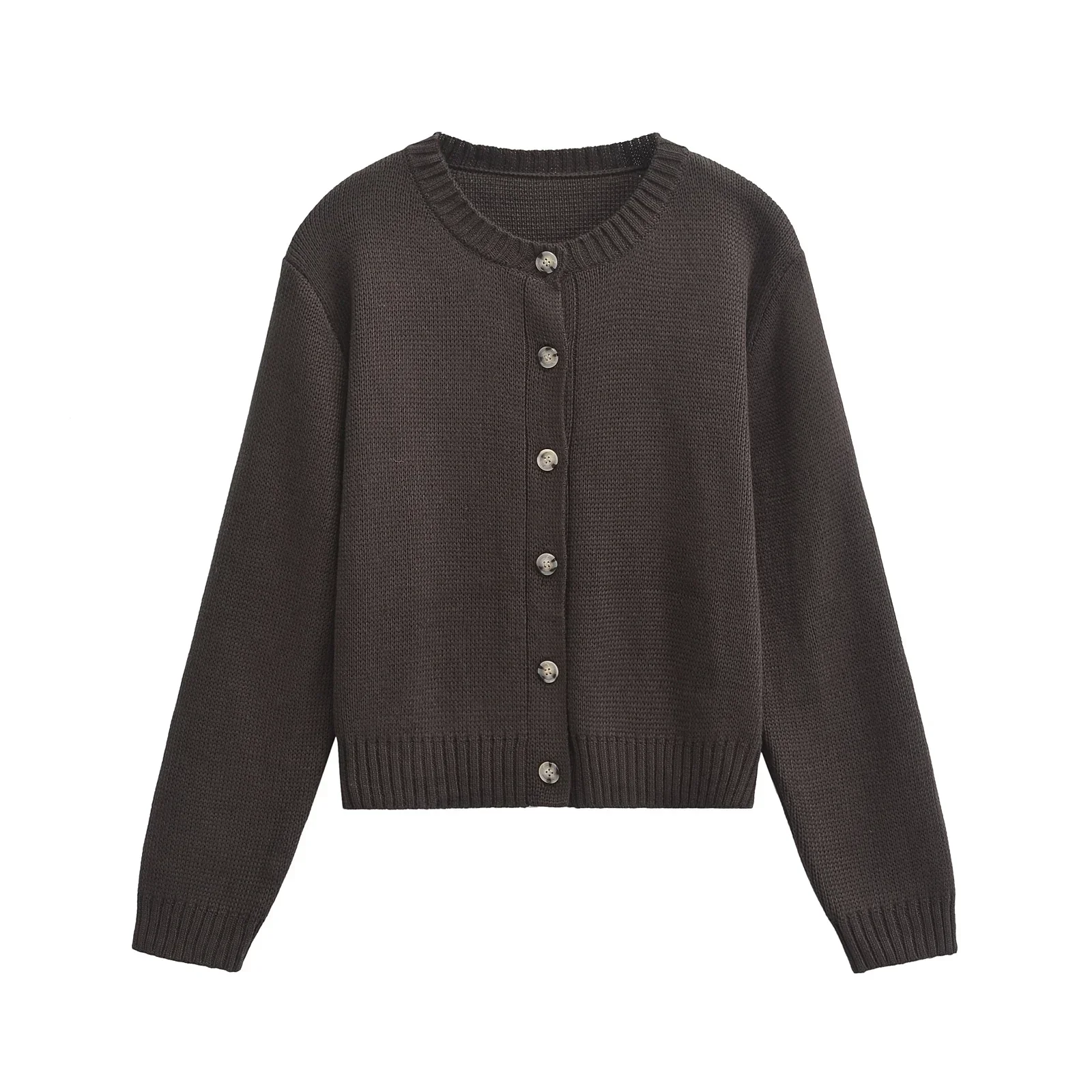 

Женский кардиган, женские уютные свитера с длинными рукавами, однотонный вязаный кардиган с круглым вырезом, трикотаж, винтажный женский осенний свитер 6236/103