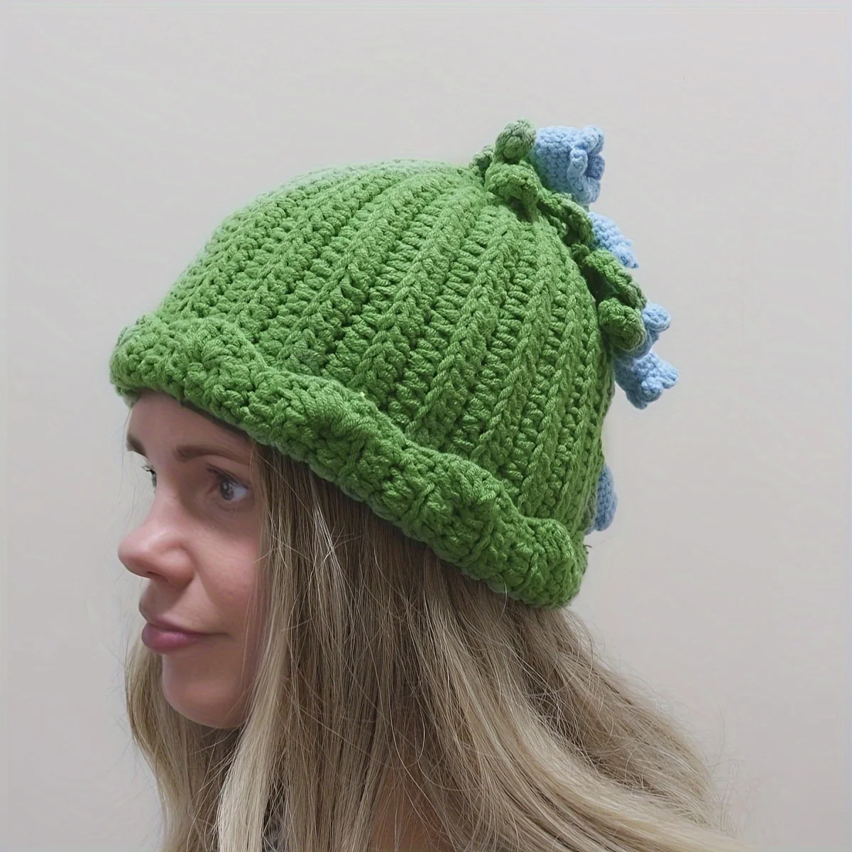 Sweet and cute women's woolen hat, fresh lily of the valley flower hat, handmade crochet hat, warm knitted hat for autumn and wi