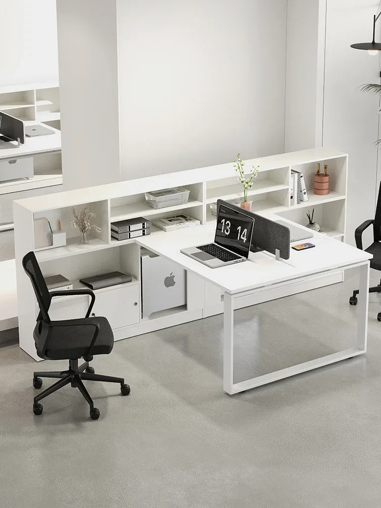 Financial office desk and chair combination screen workstation for two people and four people, minimalist office staff computer