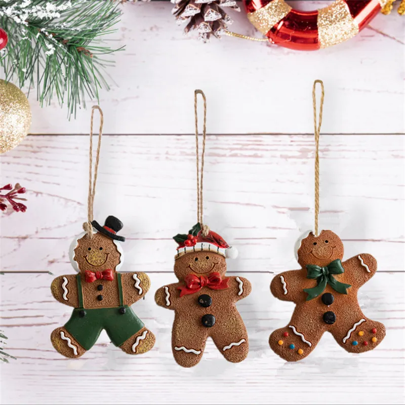 2023 Christmas Resin Gingerbread Man Christmas Tree Pendant Ornaments  Holiday Party Supplies Home Party Navidad Christmas Decor