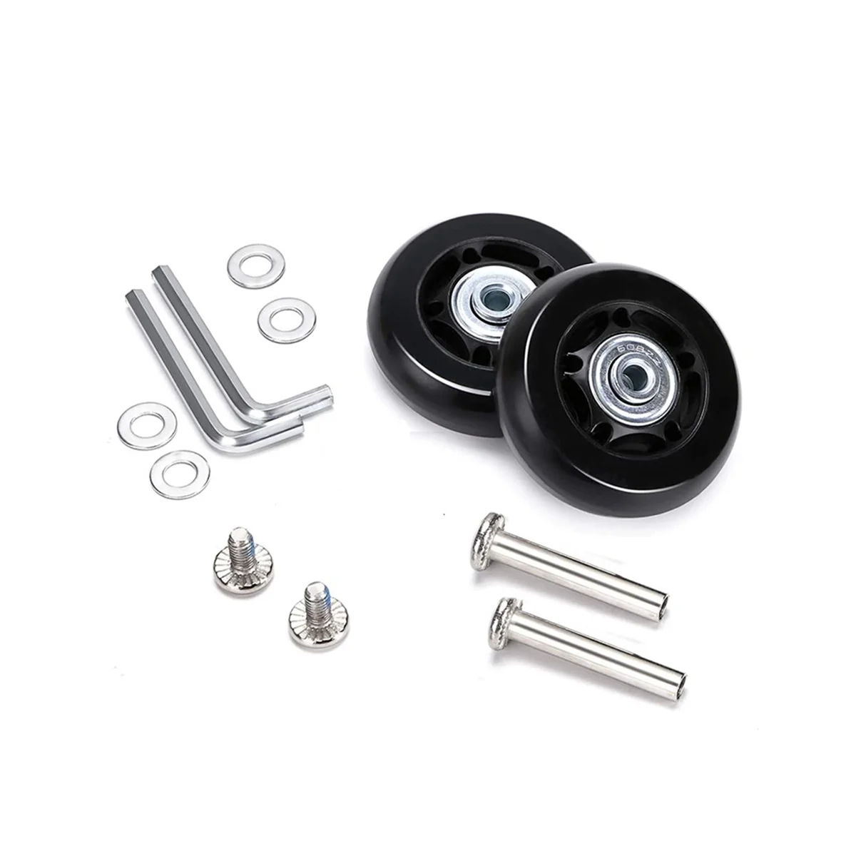 

60Mm X 18Mm Luggage Suitcase Replacement Wheels, Rubber Swivel Caster Wheels Bearings Repair Kits, 1 4