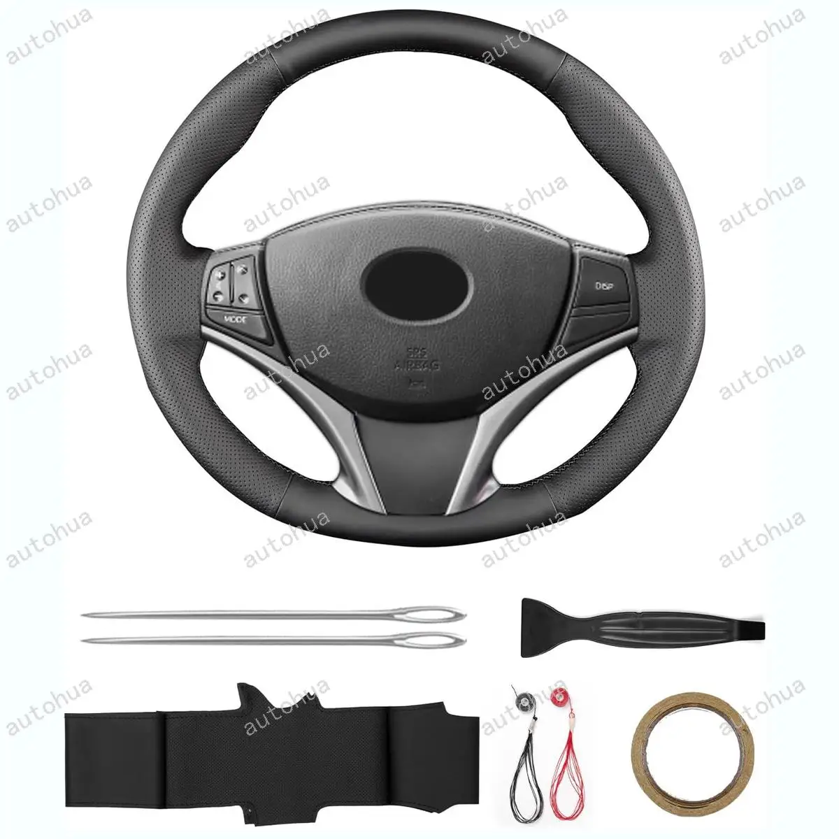 

Hand Sewn Steering Wheel Cover for Toyota Yaris 2012 2015 2017/Aygo 2015 2019/Yaris Trend Hybrid 2013/Verso-S 2012 Non-Slip