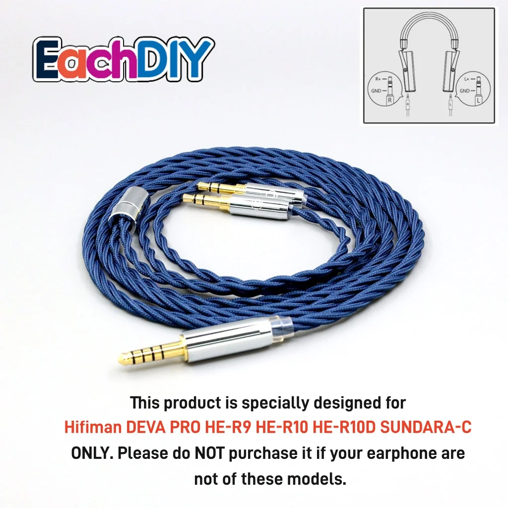 99% Pure Silver OCC Graphene Alloy Full Sleeved Earphone Cable For Hifiman DEVA Pro HE-R9 HE-R10 HE-R10D SUNDARA-C LN008590