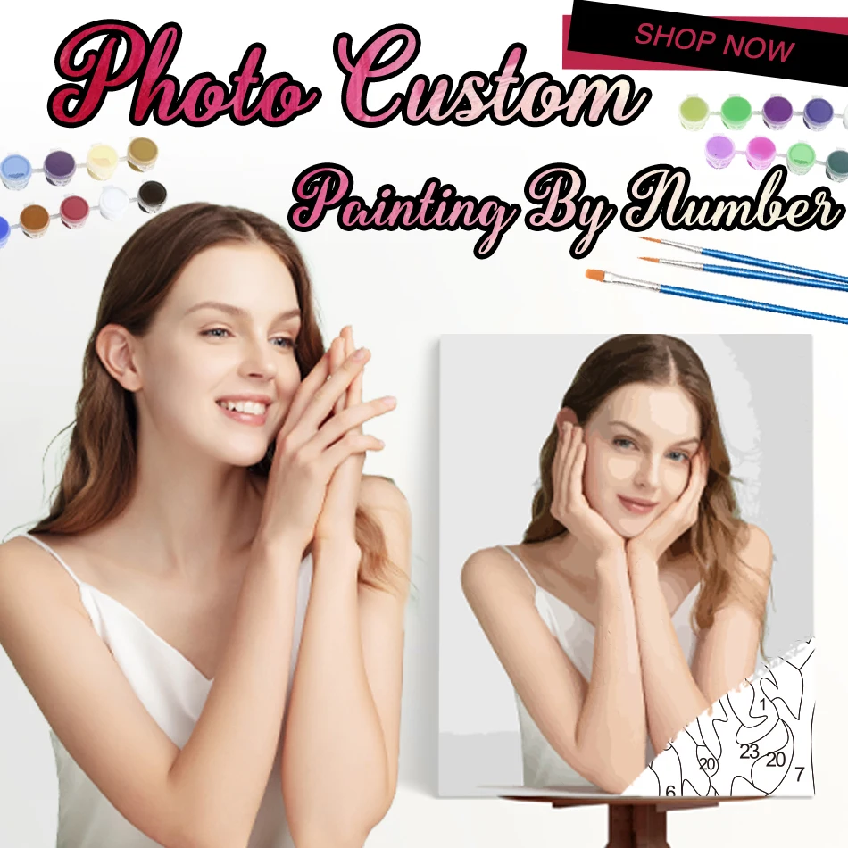 

RUOPOTY Painting By Numbers Photo Customized DIY Picture Drawing Coloring by Numbers On Canvas Kits Gift Picture Oil Acrylic