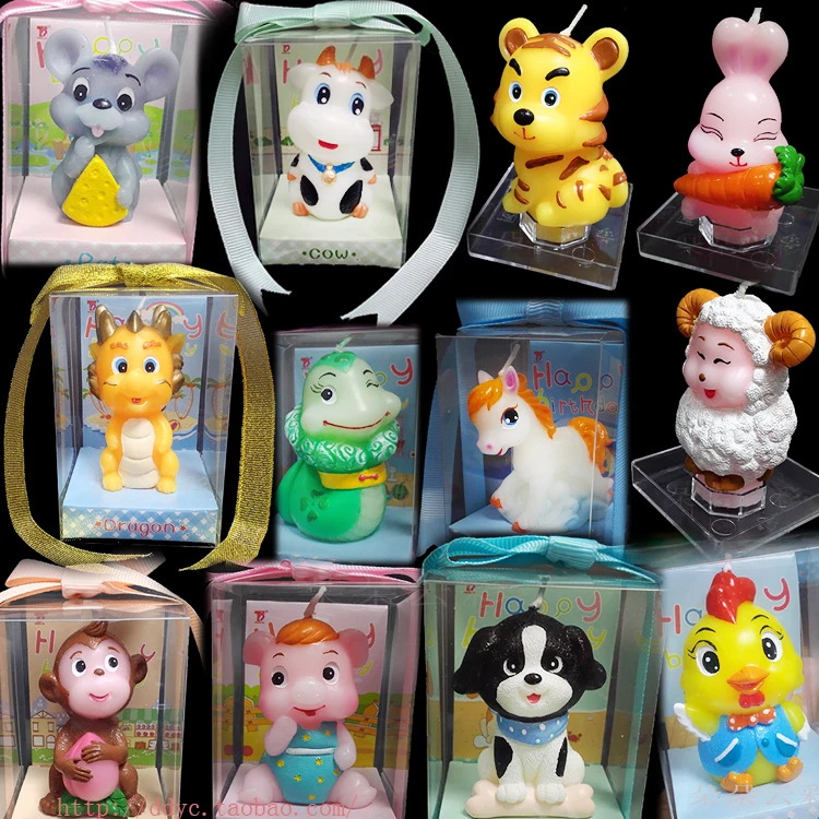 12 Zodiac Candles Rat Cow Tiger Rabbit Dragon Snake Horse Sheep Monkey Chicken Dog Pig Male and Female Gifts Birthday