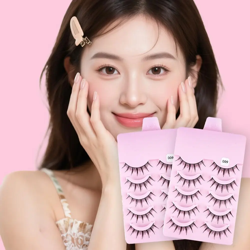 5 Paar kleine Teufel falsche Wimpern Manga Anime-Stil natürliche Cluster vergrößern Ihre Augen Wimpernverlängerung Augen-Make-up-Werkzeug