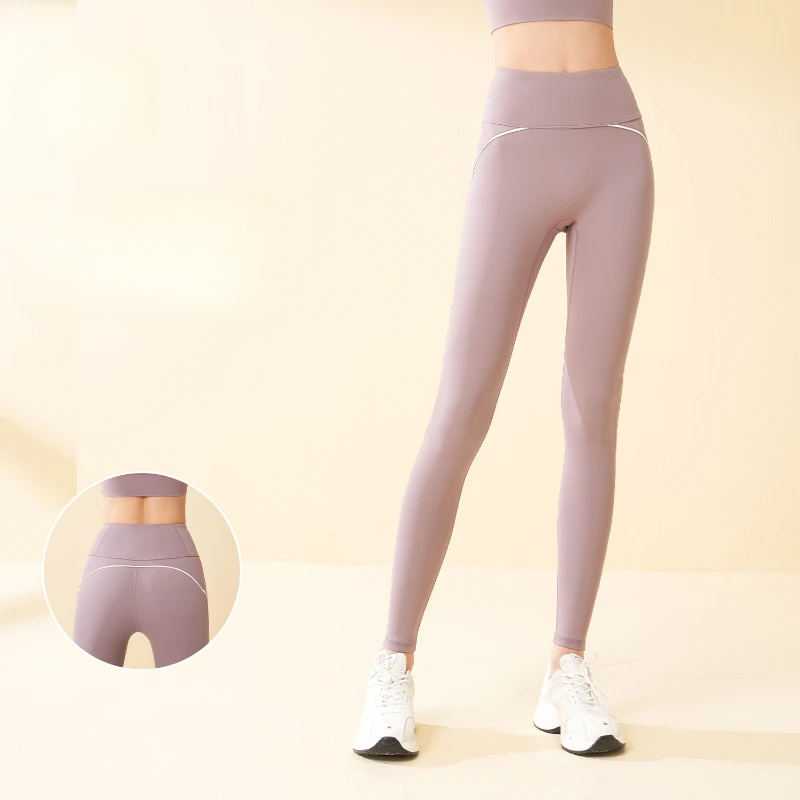 Pantalones de Yoga para mujer, mallas de Color sólido, Leggings femeninos de cintura alta, levantamiento de cadera, Control de barriga, alta elasticidad, Fitness, gimnasio, Q559