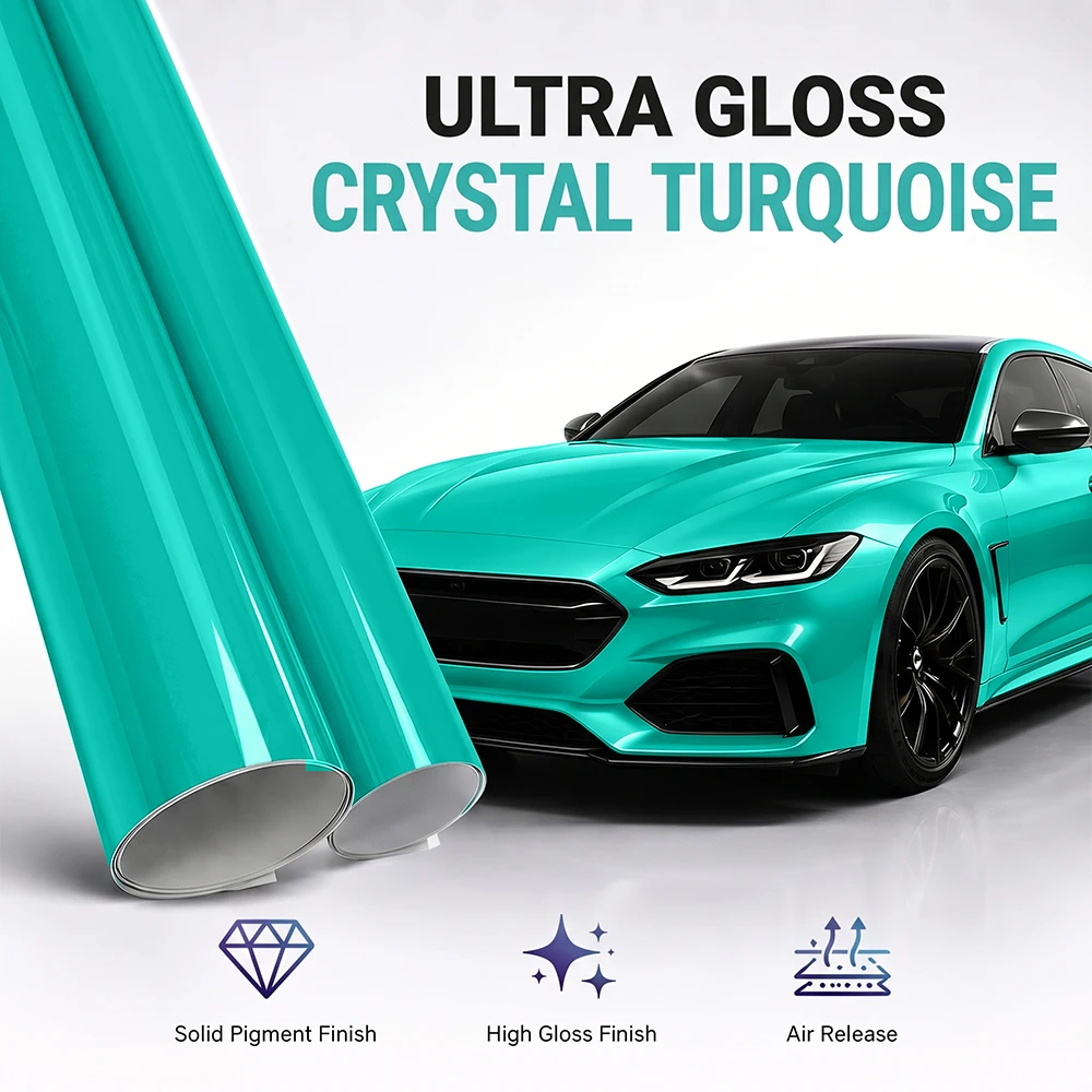 Crystal Turquoise Car Wrap Sticker Color Change Vinyl Film Bubble Free Auto Self Adhesive Sticker Car Accessories Decoration