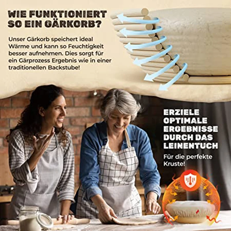 1Set Rattan Dough Dough Mold Set Cutter Round Basket European Bag Baking Basket Toast Basket