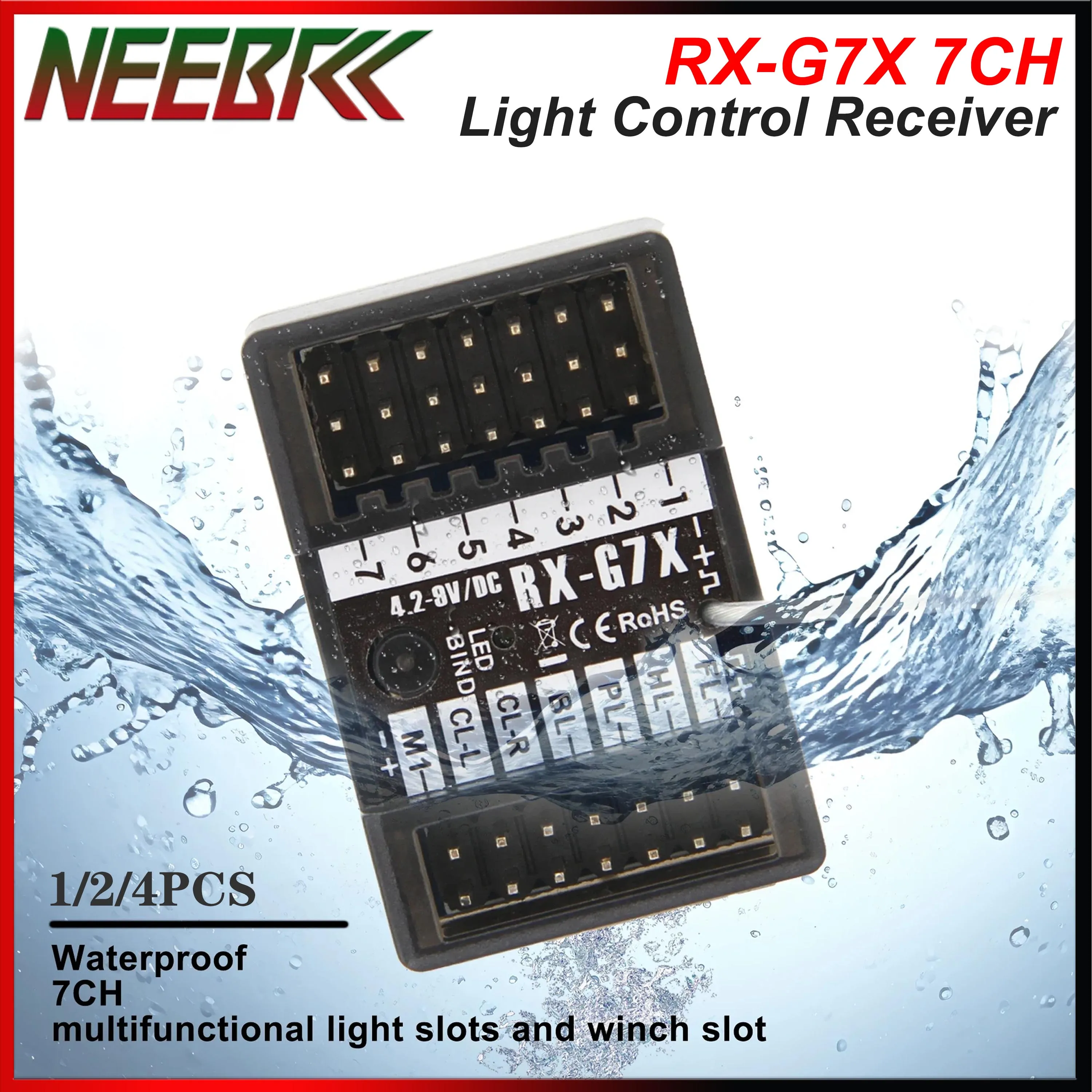 

1/2/4PCS NEEBRC 2.4GHz 7CH 3 in 1 Light Control Winch Controller Receiver Waterproof Radio System for RC Car Boat Transmitter