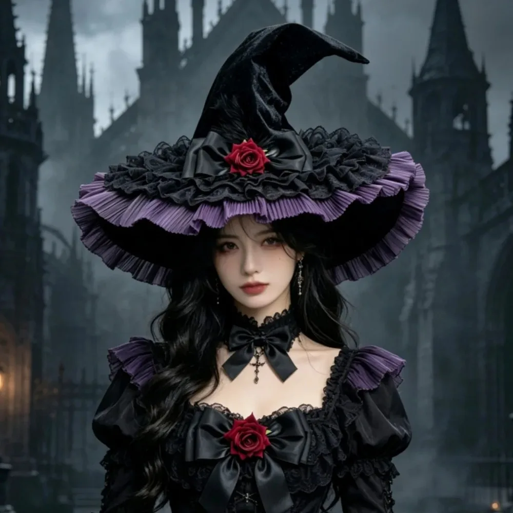 Halloween Cosplay Witches Hat Witch Caps Large Black Witches Witch Hat Costume Wide Brim Pointed Hat Gifts