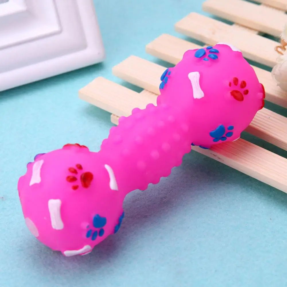 Pet Chew Toys Pet TPR Set Interactive Playing Funny Molar Dumbbell Shape Dog Squeaky Sound Puppy Molar Bite Cleaning Teeth