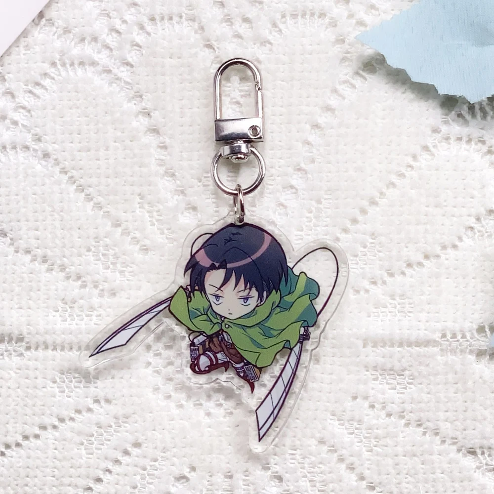1/7PCS Anime Attack on Titan Green robe Acrylic Car Keychain Accessories Keyrings Friends Gifts Bag Charms Cute Backpack Pendant image 3