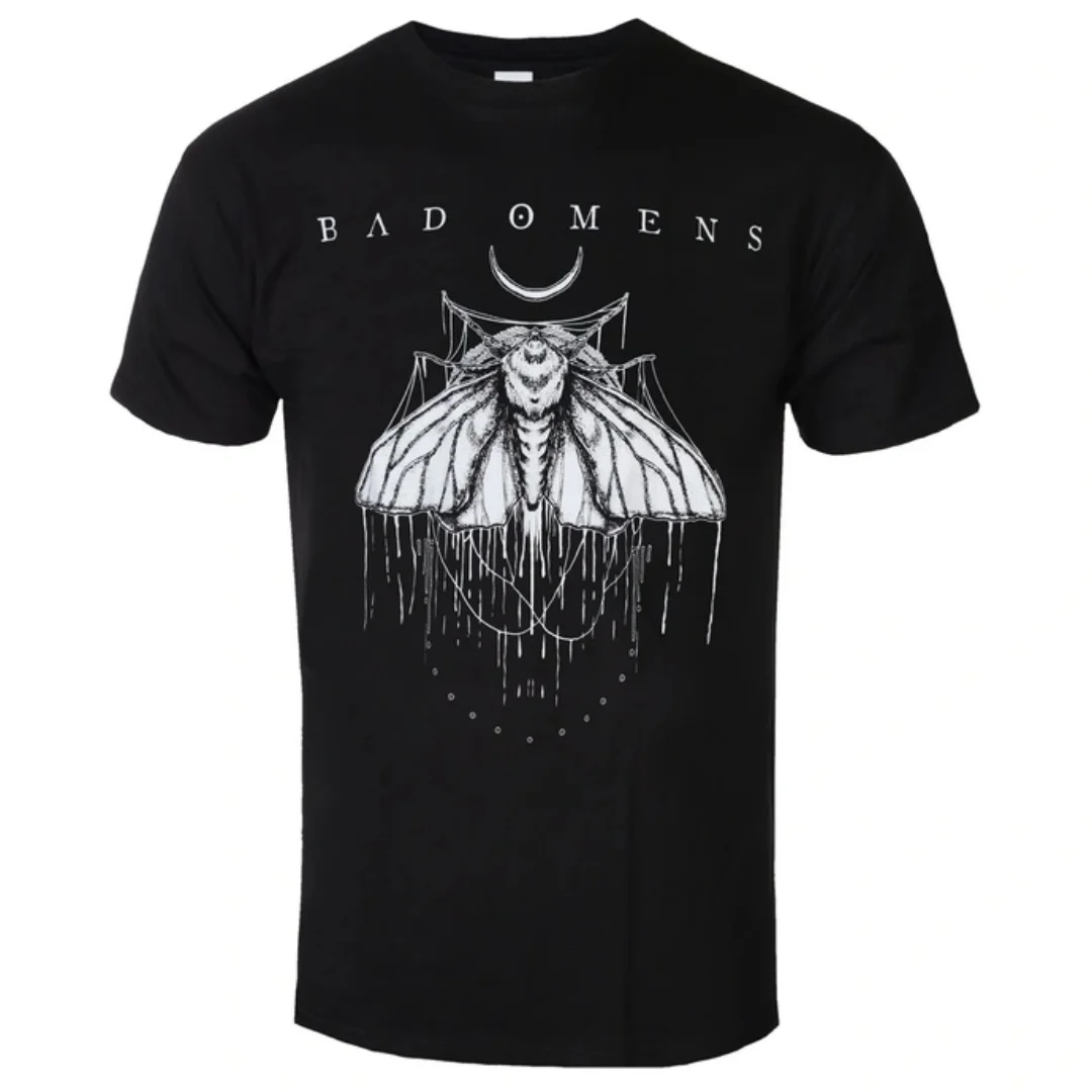 Bad Omens - Moth Pattern Printed T-shirt - Alternative Metal Style Band T-shirt - Suitable for Both Men and Women