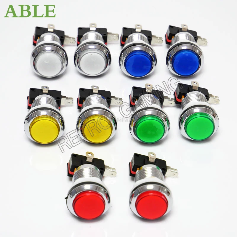 1PCS 33mm Arcade Push Button Chrome 5 Colour Round Switch Momentary Copy SANWA For Arcade Machine Games