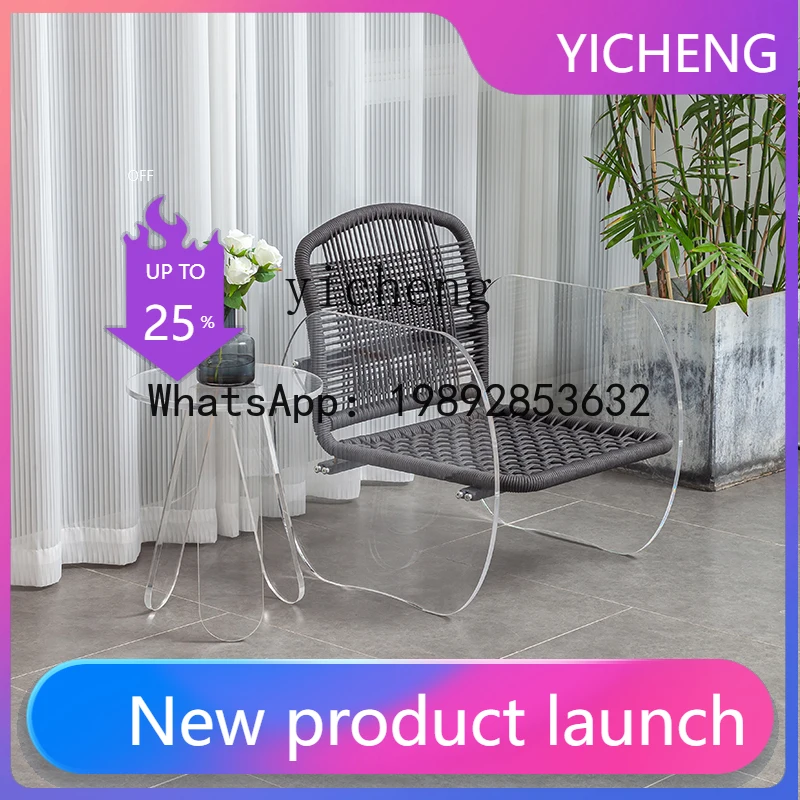 

Acrylic Outdoor Rattan Table and Chair Balcony Outdoor Sofa Transparent Coffee Table Chair