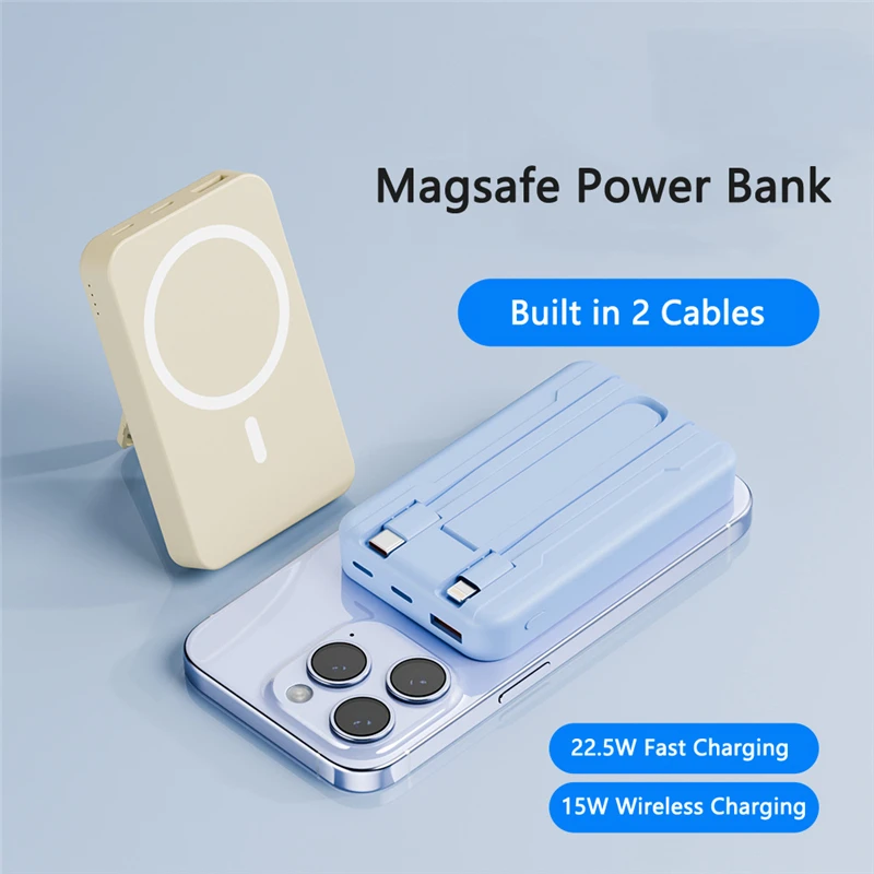 

Magnetic Wireless Charging Power Bank 10000mAh Magsafe Battery for iPhone 15 Pro Samsung Powerbank Macsafe Charger with Cable