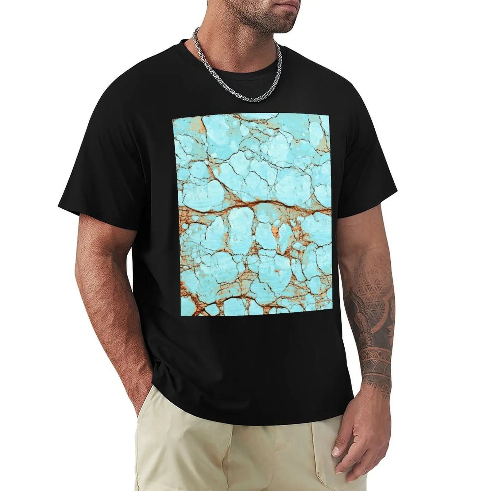 

Rusty Cracked Turquoise T-Shirt sports fans anime figures Short sleeve tee mens designer clothes