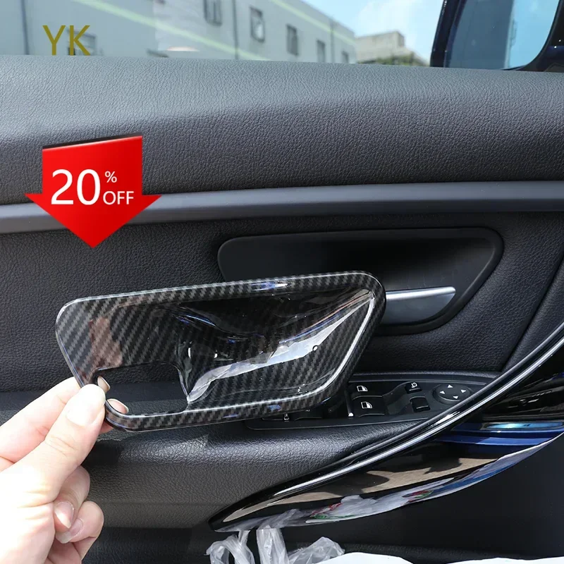 

For BMW 3 4 Series F30 F32 F35 2013-2019 ABS Carbon Fiber Car Inside Door Handle Bowl Cover Trim Interior Car Accessories