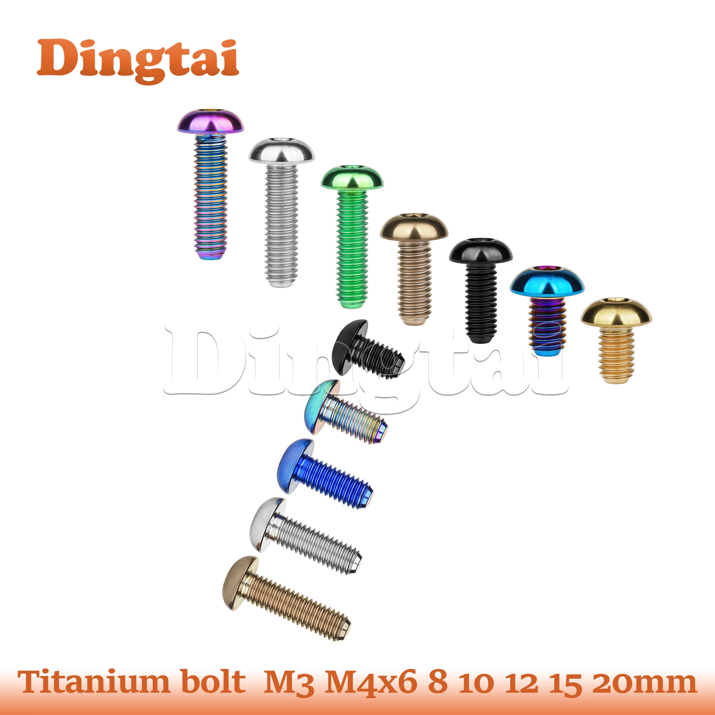 Dingtai Titanium Bolt M3 M4x8 10 12 15 20mm Half Round Head Hex Socket  Screw For Bicycle