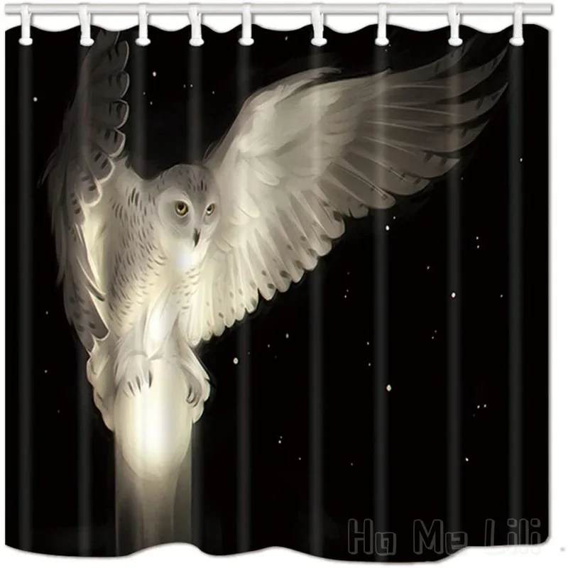 Wild Animals White Owl Flying At Night Sky Catchbright Ball Shower Curtain By Ho Me Lili Waterproof Halloween Birds