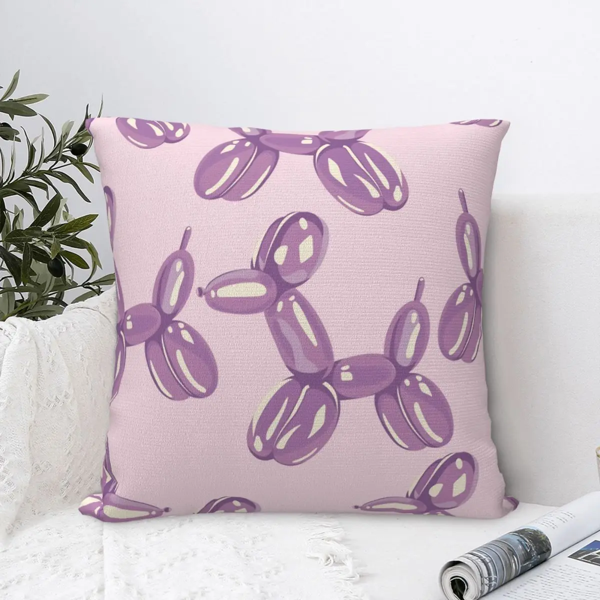 Purple Balloon Dog Pillow Cover Animal Cute Funny Pillow Case Soft Graphic Cushion Cover Pillowcases For Living Room Chair