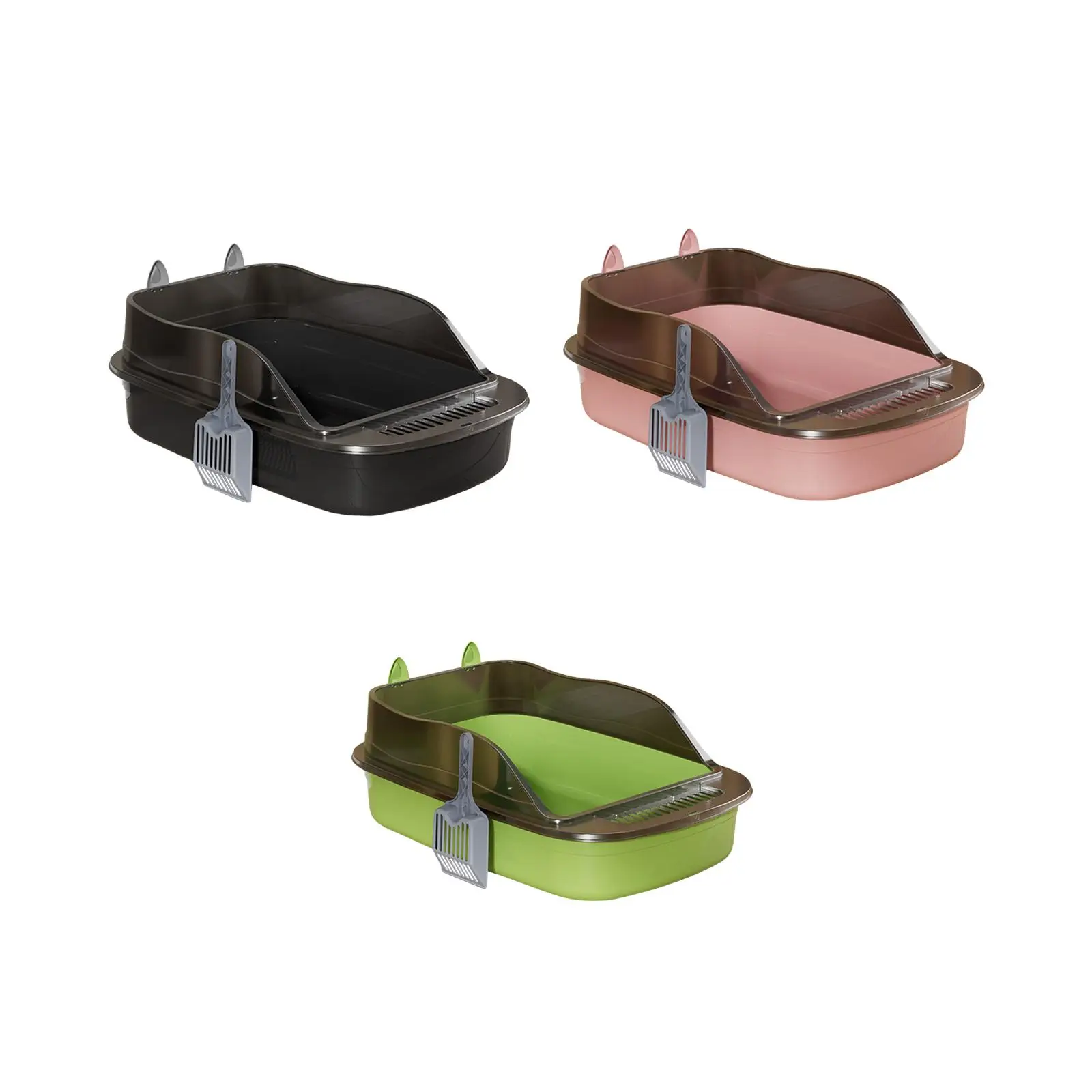 Open Top Pet Litter Box Sifting Litter Tray Portable Kitten Toilet Anti Splashing for All Kinds of Cat Litter Semi Closed