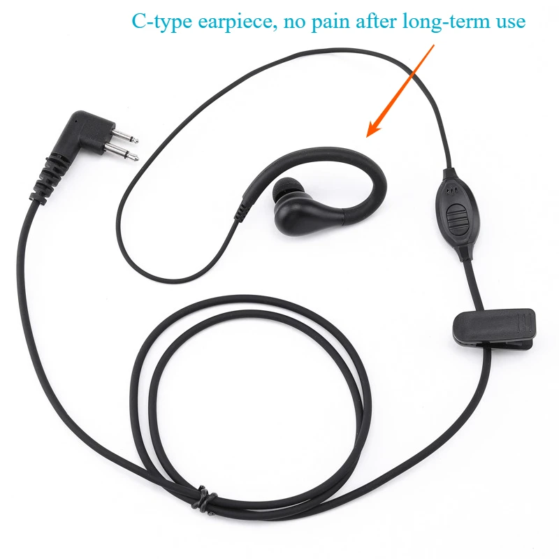 سماعة أذن معلقة على شكل حرف C متوافقة مع دراجة نارية CP200 GP300 Yaesu FT4XR FT25R جهاز اتصال لاسلكي