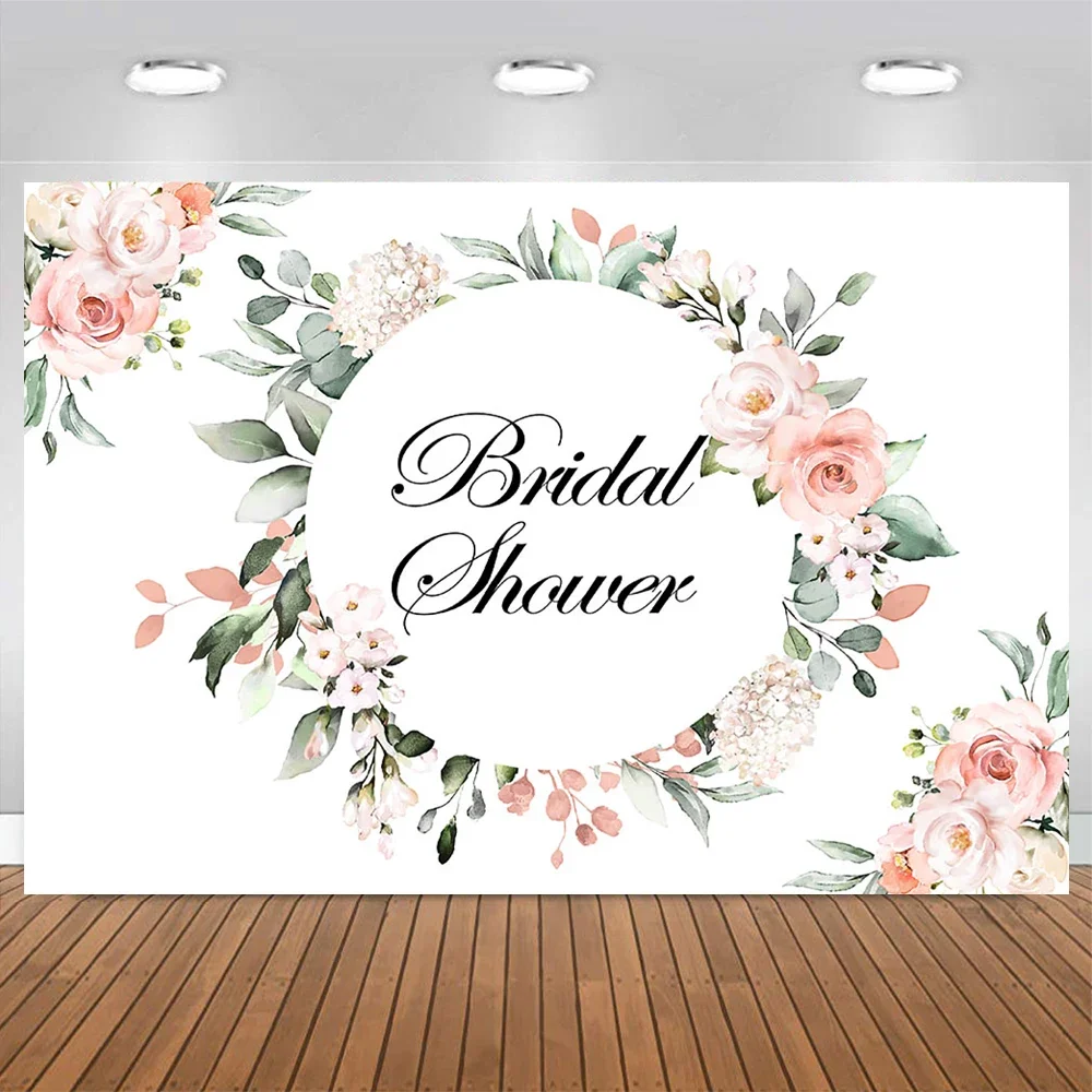 

Bridal Shower Party Photography Background Wedding Flower Green Leaves Backdrop Sweet Girl Photobooth Cake Table Studio Props