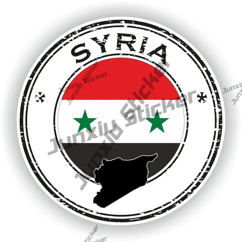 

Syria Seal Sticker Coat of Arms of Syria Round Flag Emblem Outline Decal for Car SUV Laptop Book Fridge Guitar Motorcycle Helmet