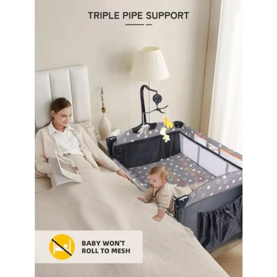 ベビーベッド、蚊帳付きポータブルベビーベッド、マットレス、おむつ交換台、新生児から幼児まで使えるプレイペン、パック