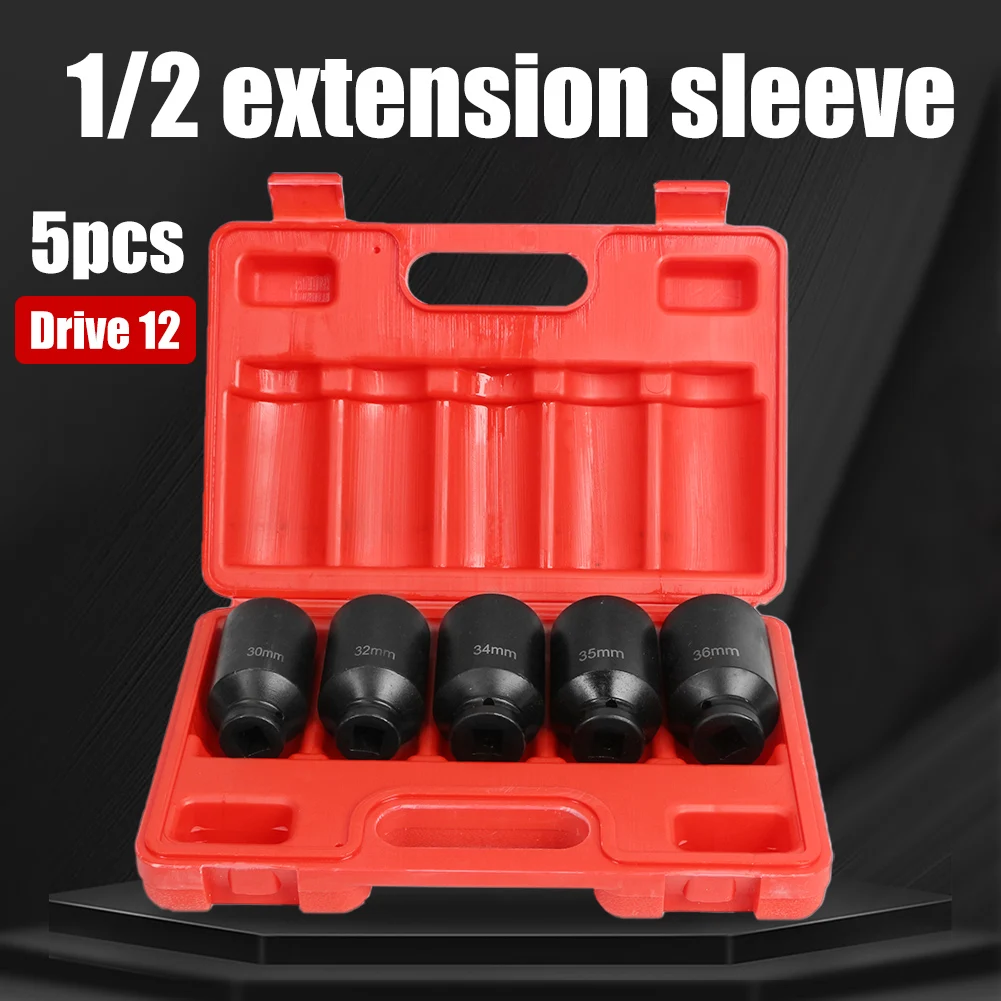 5PCS 12 Point Deep Impact Socket Set 30mm 32mm 34mm 35mm 36mm Axle Nut Sockets Automotive Tools