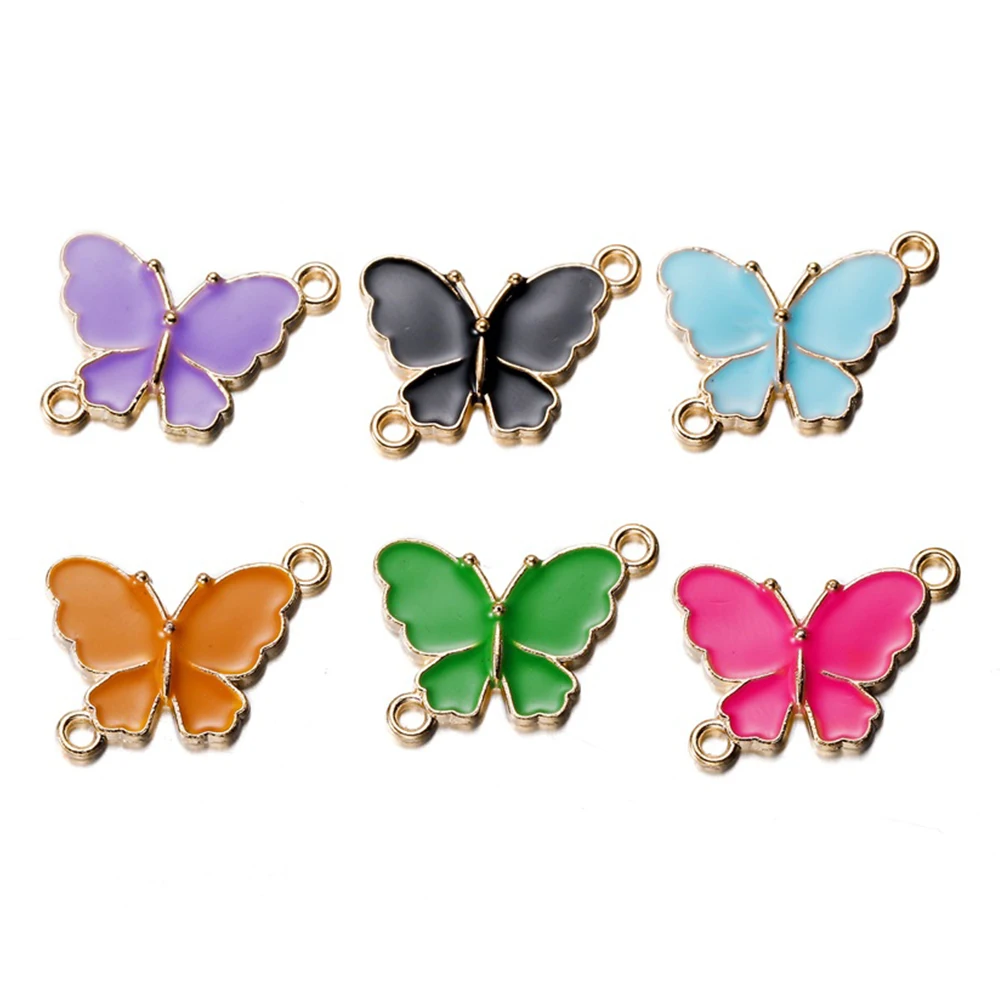 

10Pcs/Lot 15x20mm Colorful Alloy Butterfly Charm Pendant for DIY Earrings Bracelet Necklace Pendants Jewelry Making Supplies