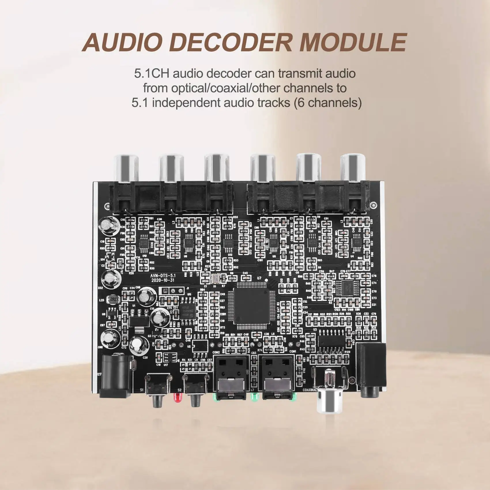 M07K DAC Module 5.1 Channel AC-3 PCM Digital Optical DTS RCA HiFi Stereo Audio Home Theater Decoder Amplifier Decoding Board