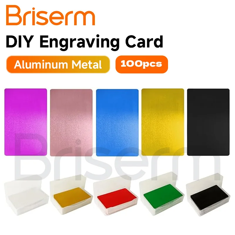 100PCS Metal Business Card Colored Aluminum Blank Laser Engraving Cards DIY Gift Cards Metal Nameplate Business Cards