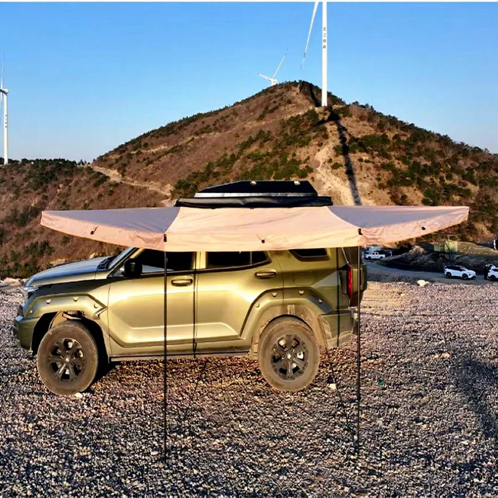 180 Degree Car Awning, 2.5M Side Tent 600D Oxford UV50+, Alloy Joints Aluminum Poles, for SUV Outdoor Camping Overlanding 4x4 view 2
