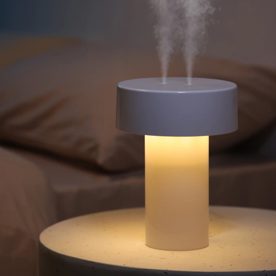 2024 New Mushroom Aroma Diffuser Essential Oil Air Humidifier With Ambient Night Light and Double Spray Mist Humidification 