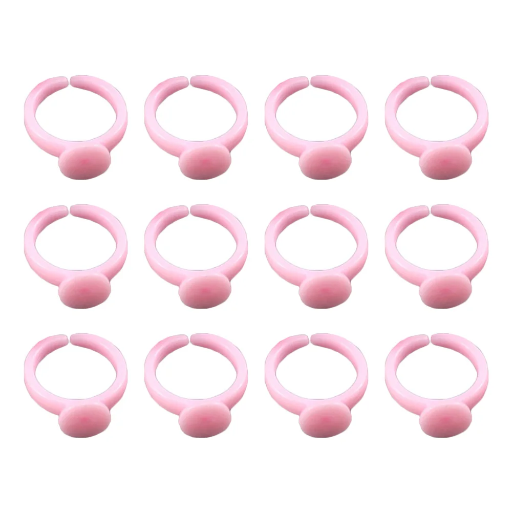 

100pcs Ring Bases Adjustable Children's Plastic Ring Holder Round Bezel Ring Tray Handmade DIY Jewelry Accessories Cartoon Ring