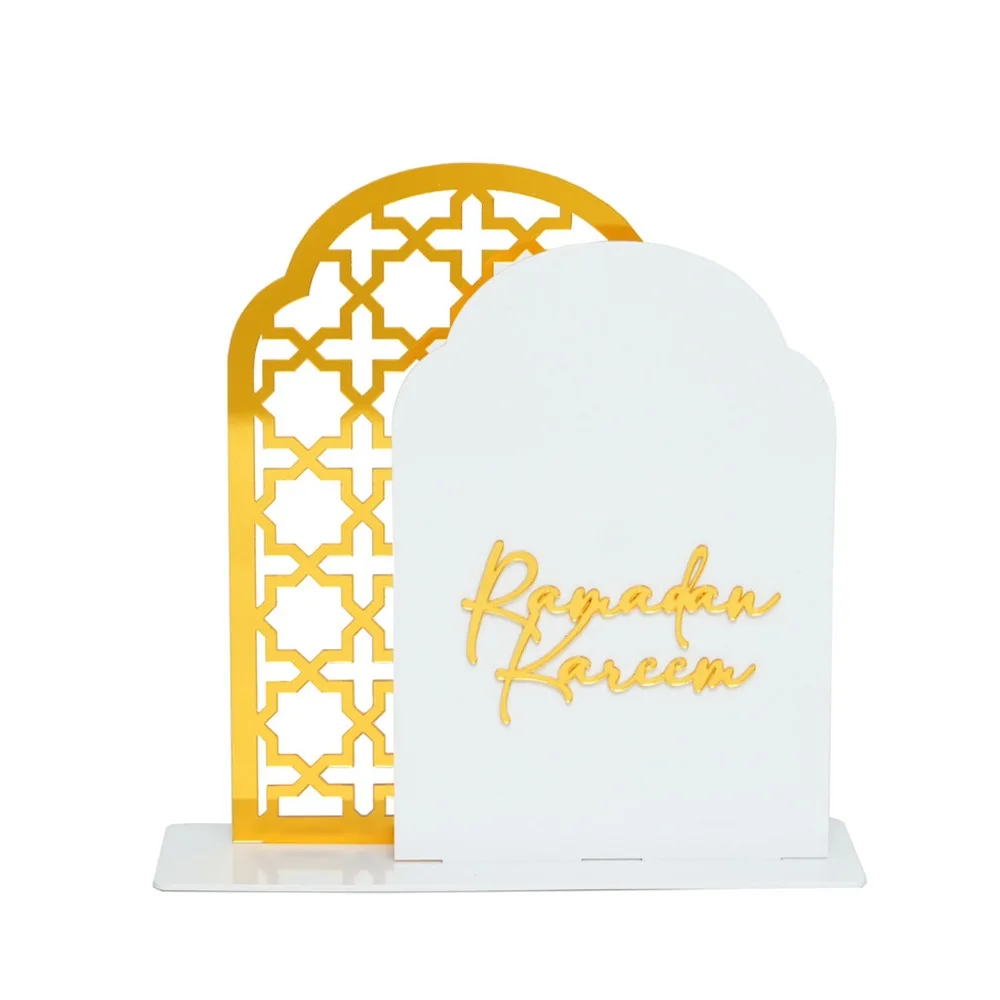 

Hollow Castle Ramadan Ornaments Acrylic Gold Black Islamic Festival Gifts Craft Desktop Ornament Eid Mubarak Decorations