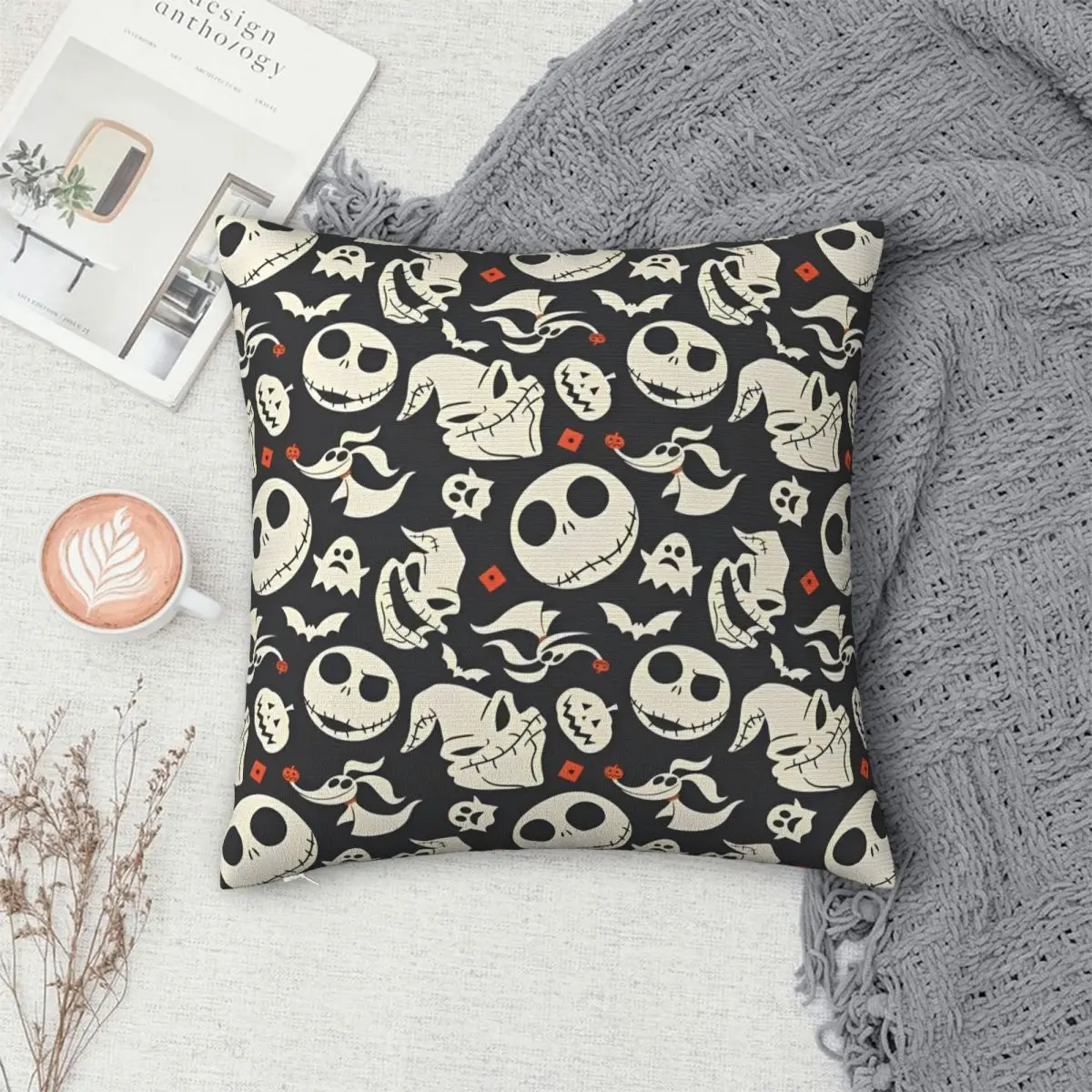 كابوس قبل عيد الميلاد والهالوين كيس وسادة مربع غطاء الوسادة انغلق غطاء وسادة رمية مزخرفة للمنزل #4