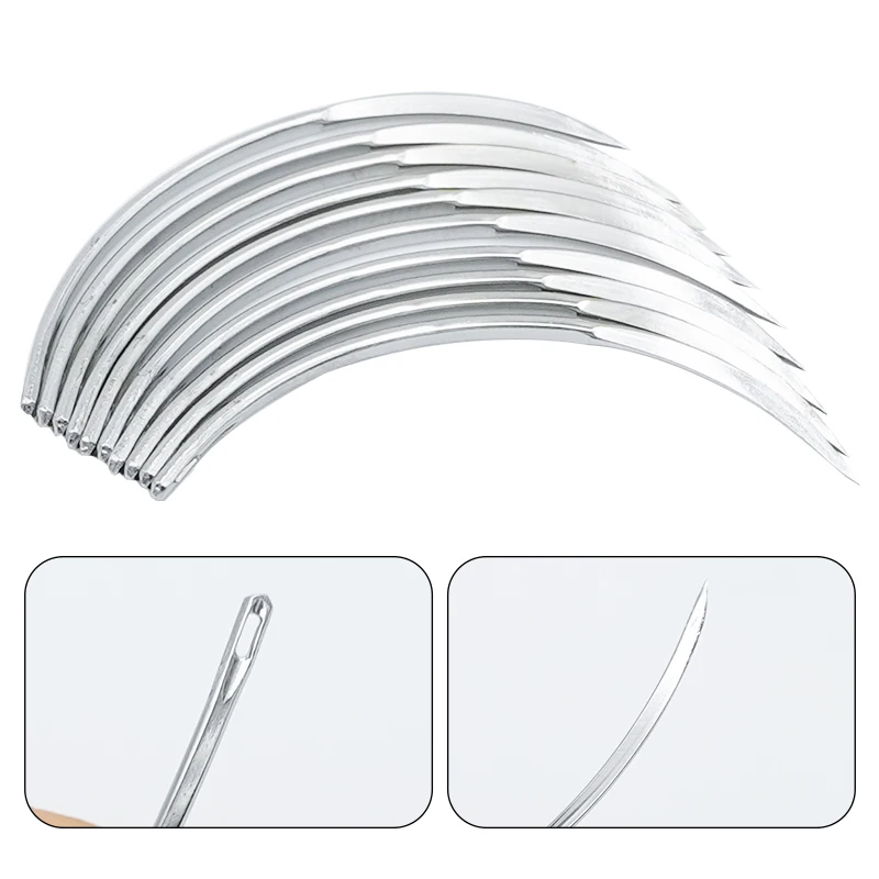 10Pcs/pack Veterinary Suture Needle Surgical Suture Curved Needle Stainless Steel Pet Pig Sheep Cat Animals Medical Equipment