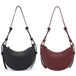 Fashion Armpit Bags for Women Solid Color Half Crescent Bag PU Leather Purses and Handbags Designer Shoulder Bag Small Hand Bag