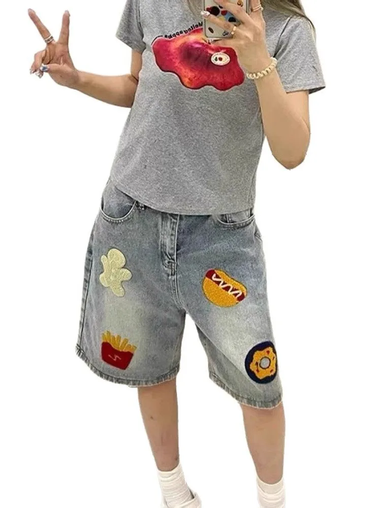 

Ретро американские синие модные джинсы-полотенца женские с высокой талией свободные прямые брюки с широкими штанинами для похудения летние джинсовые брюки