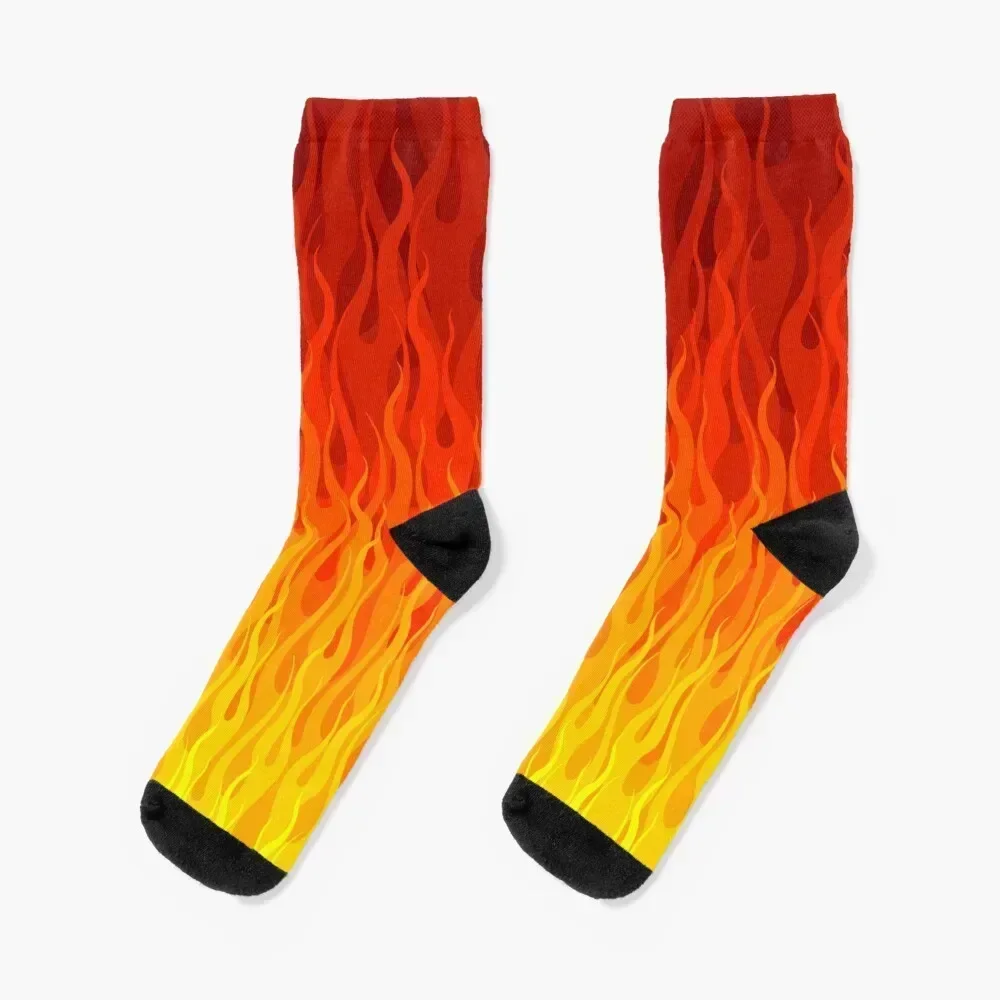 

Red Orange Yellow Burning Flames and Fire Socks Men's new year cotton Socks Women Men's
