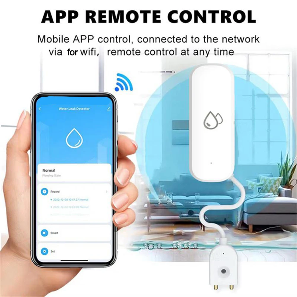 1szt Dla Zigbee Smart Dla Tuya WiFi Czujnik wody Detektor wycieku zalania Zdalne sterowanie Czujnik wody Systemy alarmowe w domu